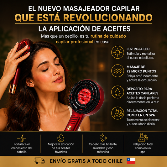 Cepillo Masajeador de Cabello con Terapia de Luz