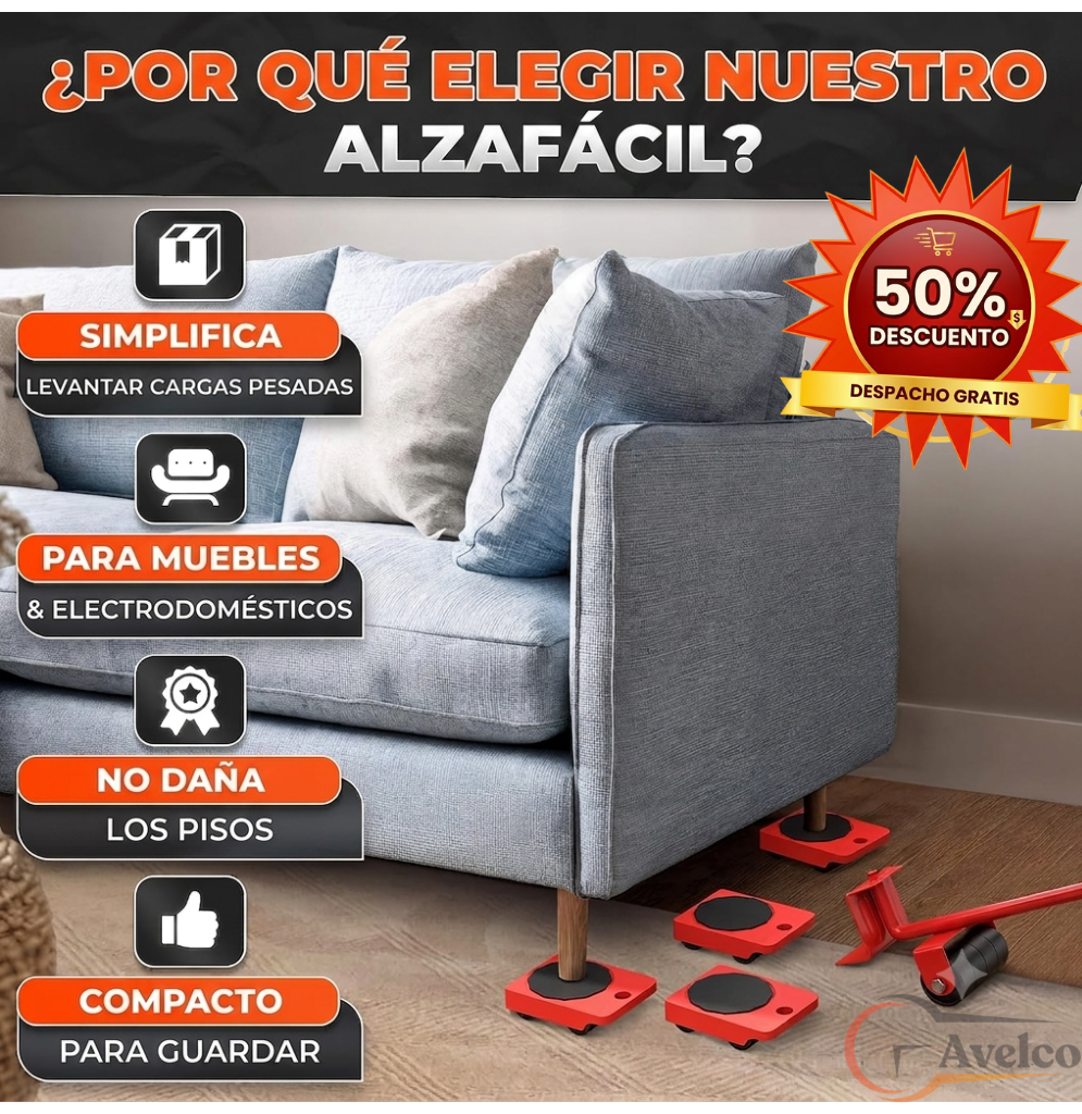 AlzaFácil - Kit Levanta Muebles con Ruedas