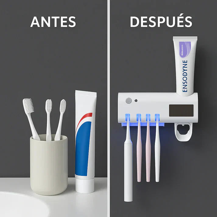 Porta Cepillos Dental con Esterilizador y Dispensador Automático